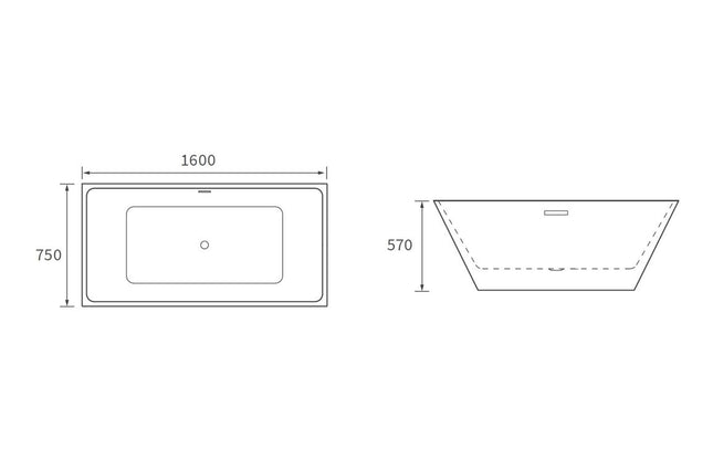 BG Bathrooms Tenby Freestanding Double End Bath 1600x750mm | White
