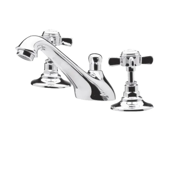 Beaumont Traditional 3-Hole Basin Mixer - Chrome & Brushed Brass