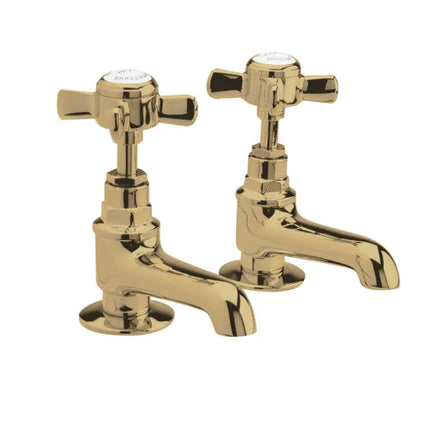 Beaumont Traditional Basin Taps - Chrome & Brushed Brass