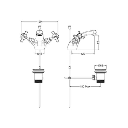 Beaumont Traditional Mono Basin Mixer - Chrome & Brushed Brass
