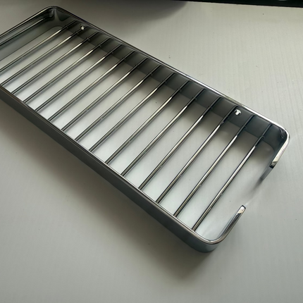 Single Tier Chrome Soap Basket On Plain Background