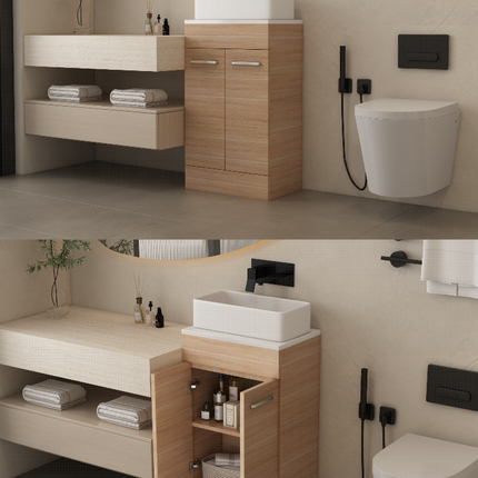 FlowLine 500mm Waterproof Base Unit | 2 Door | Storage or Sink Base | 3 Colours