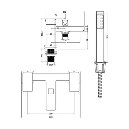 Marina Bath Shower Mixer by Aqua Elegance