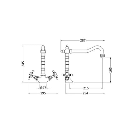 Kitchen Taps French Classic Mono Sink Mixer Tap | 3 Finishes