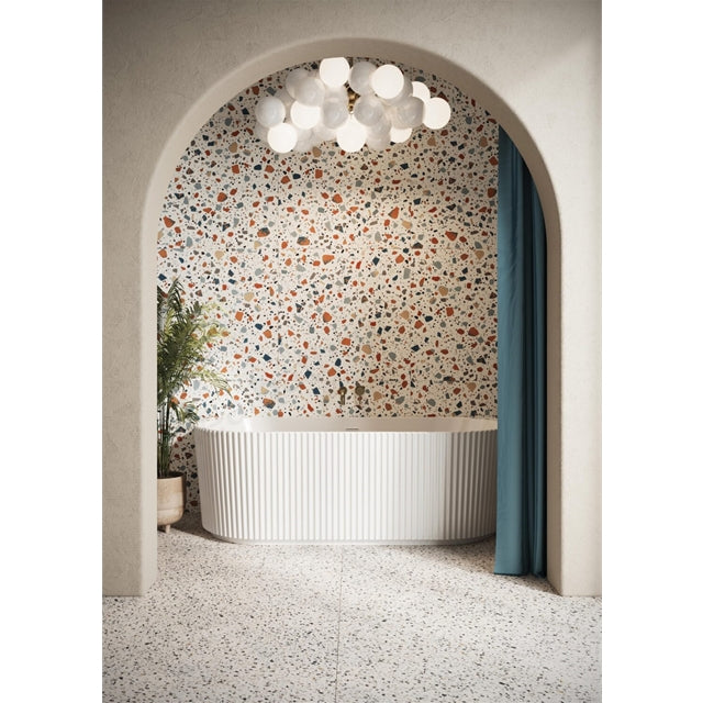 Scudo Labyrinth Fluted Freestanding Bath - White