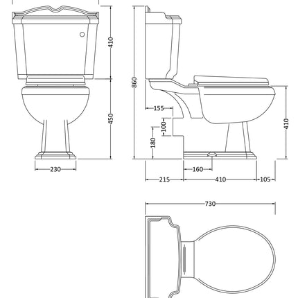 Nuie Legend Complete Bathroom Suite - White Basin, Pedestal & Close Coupled Toilet with Seat