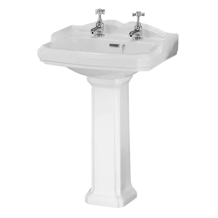 Nuie Legend Complete Bathroom Suite - White Basin, Pedestal & Close Coupled Toilet with Seat