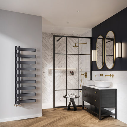 Azura Curved Heated Towel Rail | Chrome & Anthracite | 800mm & 1300mm