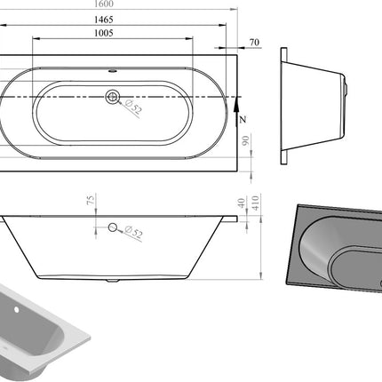 Galena Round Double End 0TH Bath w/Legs