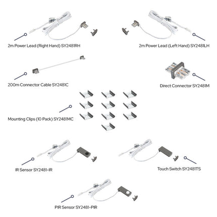 Modex Exa Accessories - Power Leads, Connectors, Sensors & Mounting Clips for 24V LED Strip