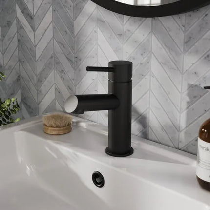 Nuie Navala Mono Basin Mixer Tap with Push-Button Waste | Chrome, Matt Black or Brushed Brass