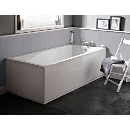 Nuie Lintone Square Straight Bath — Single Ended | 6 Sizes | European White Acrylic | Leg Set Included