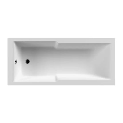 Nuie Square Single Ended Shower Bath with Legs — 1700 x 750mm | 4mm Acrylic | White