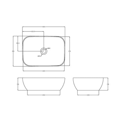 Hudson Reed Luxe Square Vessel Basin 455mm | Matt White & Matt Black