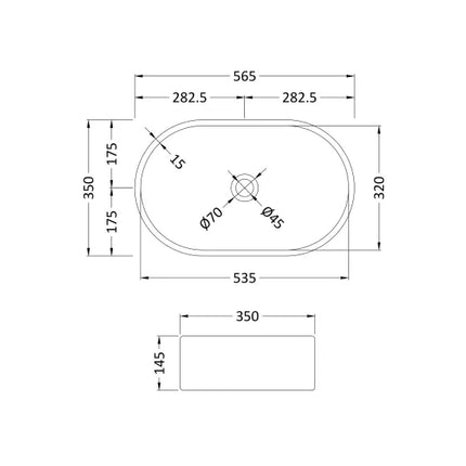 Hudson Reed Salana Oval Vessel Basin 565mm | Matt White & Matt Black