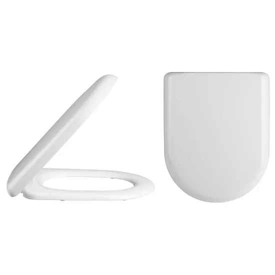D-Shaped Soft Close Toilet Seat - White Top Fix