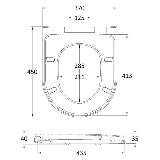 Luxury D-Shaped Soft Close Toilet Seat - White with Quick Release