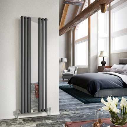 Cove Vertical Mirror Radiator | White & Anthracite | 1800mm x 382mm & 500mm