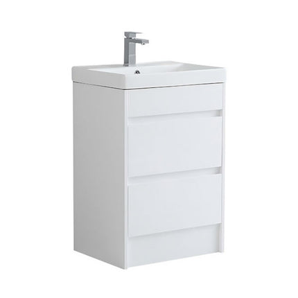 Sydney 600mm Waterproof Vanity Unit with Edge Basin - 2 Drawers White Gloss