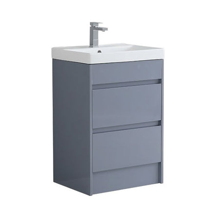 Sydney 600mm Waterproof Vanity Unit with Edge Basin - 2 Drawers Mid Grey