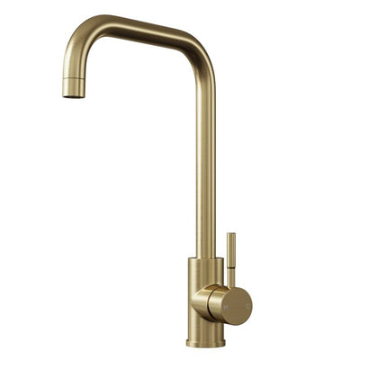Vito Square TOP-FIX Kitchen Mixer Tap | Geometric Design | Chrome, Black, Brass & Steel Brushed Brass