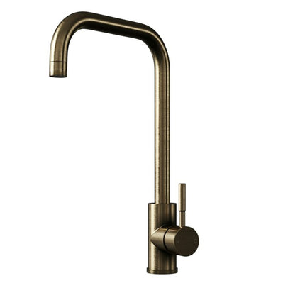 Vito Square TOP-FIX Kitchen Mixer Tap | Geometric Design | Chrome, Black, Brass & Steel Antique Brass