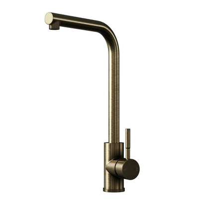 Vito L Neck TOP-FIX Kitchen Mixer Tap | Extended Reach | Chrome, Black, Brass & Steel Antique Brass
