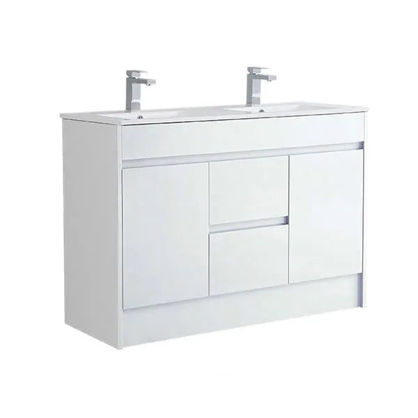 Melbourne 1200mm Waterproof Double Vanity Unit with Twin Basins | His & Hers White Gloss
