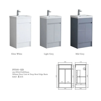 Melbourne 500mm Waterproof Vanity Unit with Basin | Edge Collection
