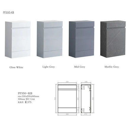Melbourne & Sydney 500mm Waterproof WC Unit with Top | Bathroom Furniture