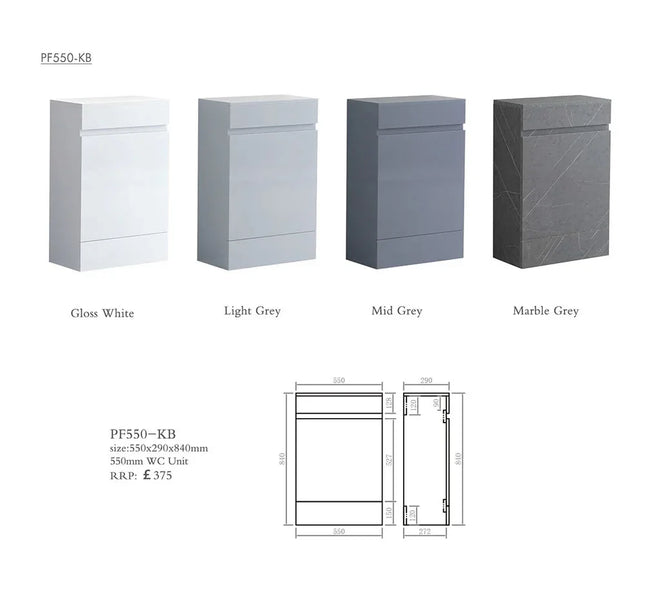Melbourne & Sydney 500mm Waterproof WC Unit with Top | Bathroom Furniture