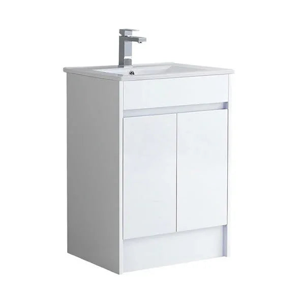 Melbourne 600mm Waterproof Vanity Unit with Basin | Slim Edge Collection White Gloss Slim