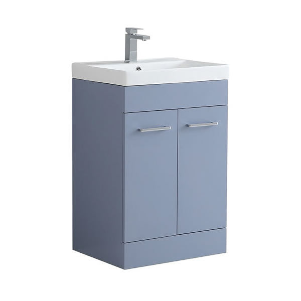 Portland 600mm Waterproof Vanity Unit with Edge Basin | Modern Design Matt Blue
