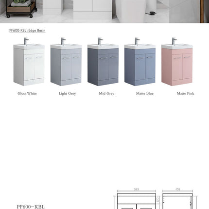 Portland 600mm Waterproof Vanity Unit with Edge Basin | Modern Design