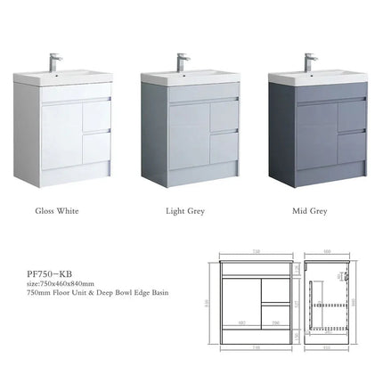 Melbourne 750mm Waterproof Vanity Unit with Basin | Slim Edge Collection