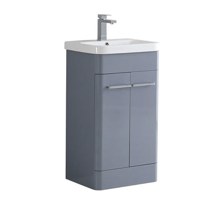Portland Curve 500mm Waterproof Vanity Unit with Basin | Cloakroom Furniture Mid Grey