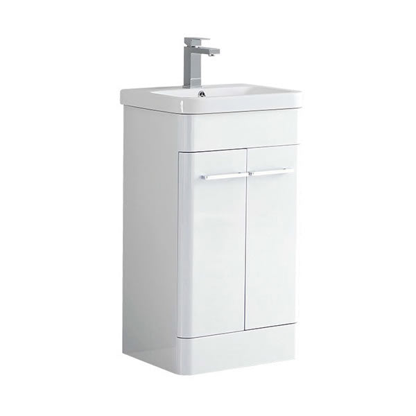 Portland Curve 500mm Waterproof Vanity Unit with Basin | Cloakroom Furniture Gloss White