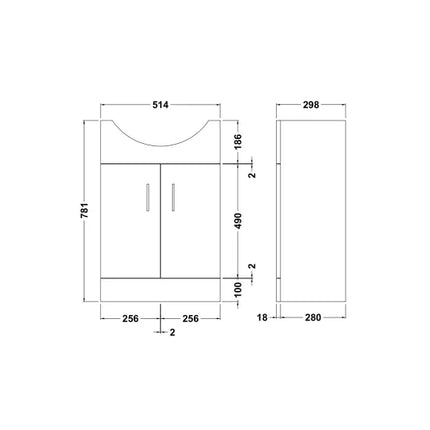Nuie Mayford Floor-Standing Vanity Unit with Round Basin | White | 450–1200mm