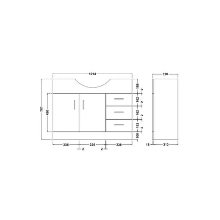 Nuie Mayford Floor-Standing Vanity Unit with Round Basin | White | 450–1200mm