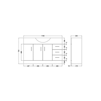 Nuie Mayford Floor-Standing Vanity Unit with Round Basin | White | 450–1200mm