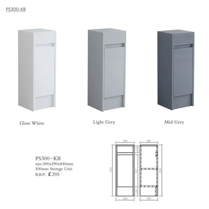 Melbourne 300mm Waterproof Storage Unit - 1 Door | Compact Bathroom Storage