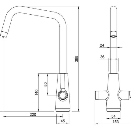 Abode Scandi-E 4 IN 1 Monobloc Tap - Matt Black