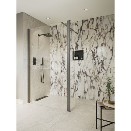 iKon Rotatable Wetroom Panel 1950 × 300mm | 8mm Toughened Glass | Full-Length Hinge | 180° Rotation