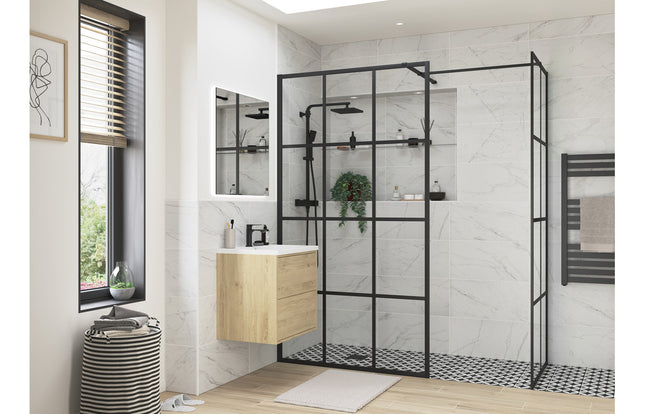 iKon Framed Wetroom Side Panel - Black