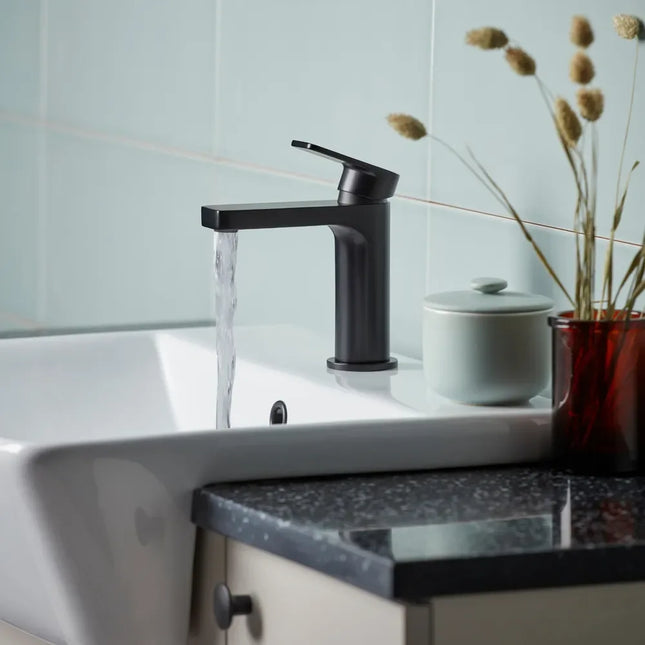 Roper Rhodes Act Basin Mixer Tap - Matt Black Low Pressure with Waste