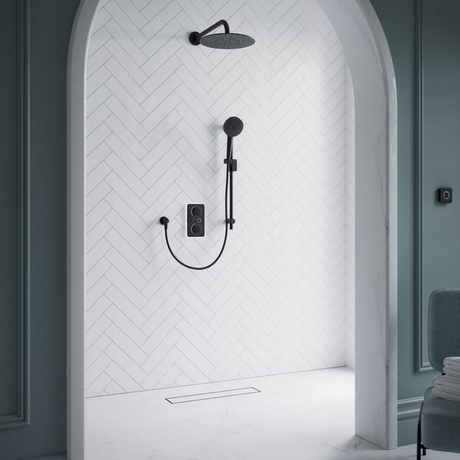Aqualisa Xenia S1 Smart Digital Shower | Kit 2 | Matt Black | Gravity/Pumped | Adj Handset & Wall Head