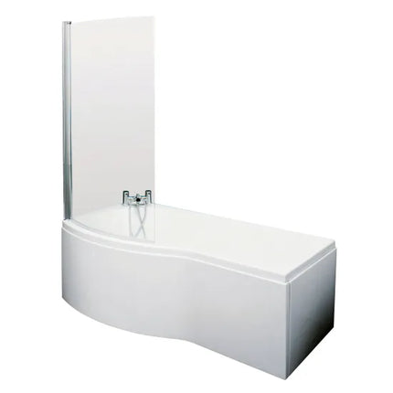 Nuie 1700mm B-Shaped Shower Bath with Screen, Front Panel & Leg Set | Left or Right Hand