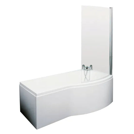 Nuie 1700mm B-Shaped Shower Bath with Screen, Front Panel & Leg Set | Left or Right Hand