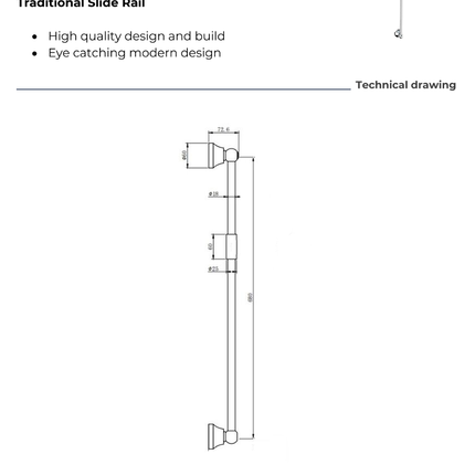 Traditional Slide Rail Kit with Handset – Chrome | Brass
