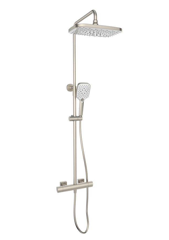 Kartell Kolt Bar Shower with Drench Head & Slide Rail Kit | Brushed Nickel | SHO330KBN
